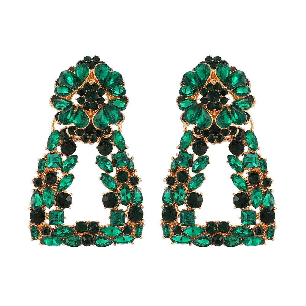Ztech New Green Series Set Earrings Designer Jewelry Crystal Tassel Za Accessories Handmake Statement Bijoux Pendientes Brincos