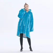 Manta gruesa con capucha para hombre y mujer, sudadera de Sherpa cálida y acogedora de gran tamaño, manta de TV para el hogar