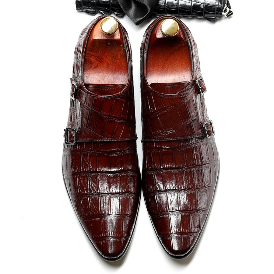 Мужская официальная обувь; Кожаные Туфли-оксфорды для мужчин; свадебные Мужские броги; офисные туфли с пряжкой; Zapatos De Hombre