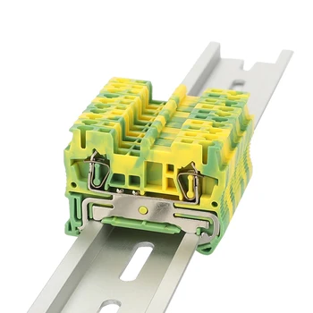 

Din Rail Terminal Blocks 10Pcs ST-1.5PE Connectors Return Pull Type Spring Cage Connection Ground Terminal Blocks Screwless