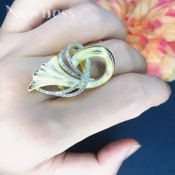 

Newness Wide Luxury Twist Layers Chic Rings for Women Wedding Cubic Zircon African Bridal Dubai Finger Rings Jewelry