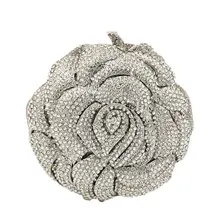 Двойной цветок Элегантный серебряный кристалл женские вечерние сумки цветочный клатч Minaudiere Свадебные вечерние кошельки и сумки