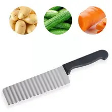 Rebanador de patatas fritas de acero a rayas, cortador de masa de verduras y frutas, cortador ondulado francés, cuchillo para arrugas, herramientas para freír, Potat I3Z8