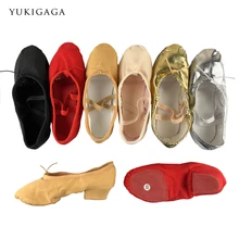 Yukigaga/женская Танцевальная паруспарусиновые балетки женские балетки на мягкой подошве, на низком каблуке, цвета: розовый, черный, красный