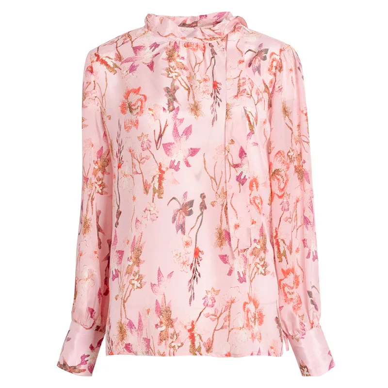 Silviye Silk Crepe-De-Chine Small Stand Collar