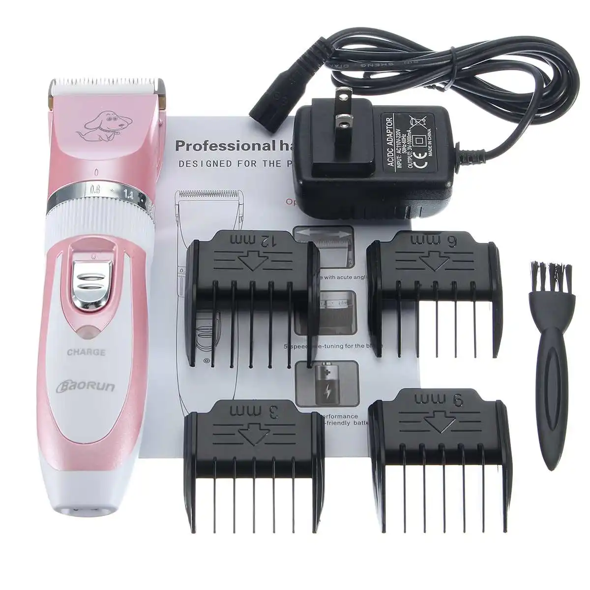 Rechargeable Cordless Electric Low-noise Pet Trimmer Grooming Set Hair Clipper Shaver Razor Kit Mute Set with Limit Combs