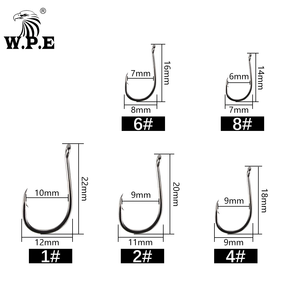 

W.P.E Fishing Hook 1#-8# High Carbon Steel Stainless Barbed Circle Jig Carp Fishing Tackle Fly Fishhook Accessory 3Pack/Lot