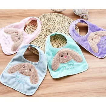 

Toddler Silicone Waterproof Bib with Pockets Feeding Saliva Towel Cotton Cartoon solid color Pattern Painted Drawing