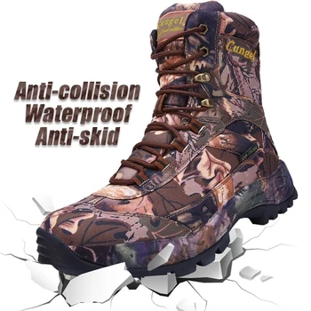 

Waterproof Hiking Boots Men Anti Slip Tactical Military Boots Lace-up Mountain Climbing Shoes Waterproof Army Trekking Shoes Men