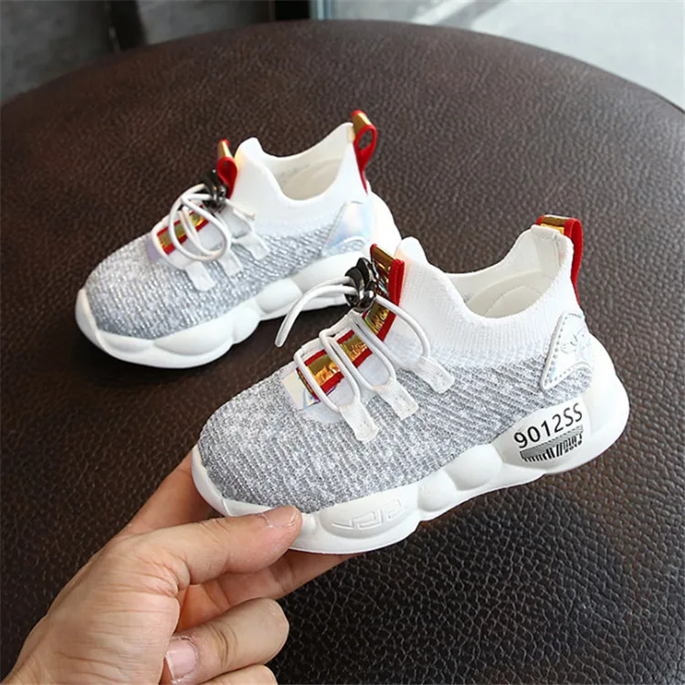 Autumn Children Shoes Toddler Boys Shoes Mesh Breathable Girls Sport Shoes Outdoor Shoes Soft Sole Baby Kids Sneakers - Цвет: silver