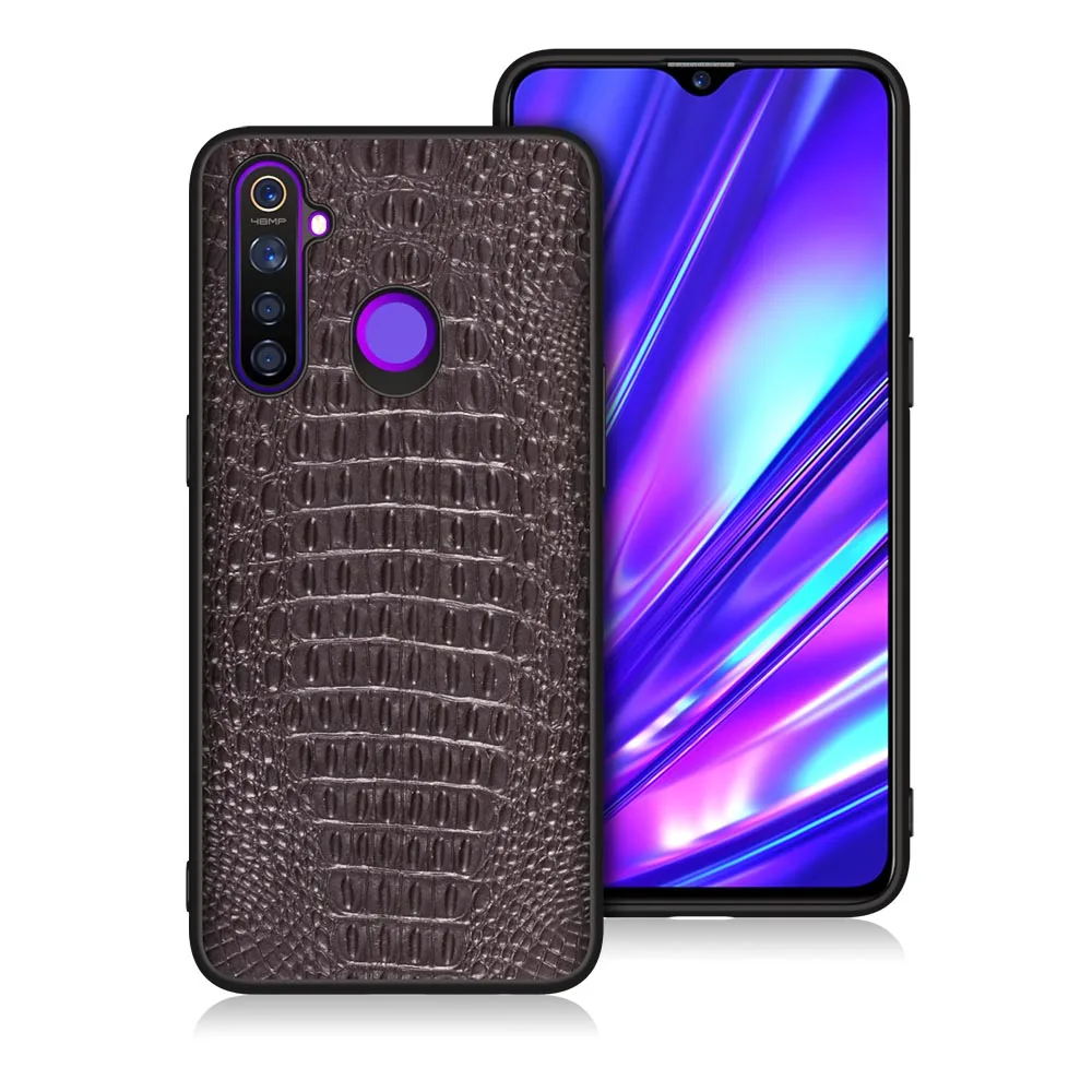 Противоударный чехол из натуральной кожи для телефо на для Oppo реалми Realmi Realme 5 про Q Realmi5 RealmeQ Realmi5про RealmiQ 5про Global 4/6/8 64/128 ГБ Global - Цвет: Coffee 1