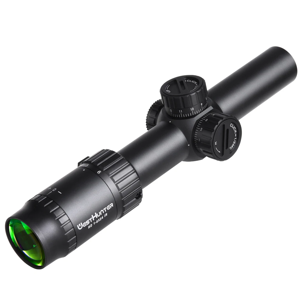 WESTHUNTER HD 1-6X24 IR Compact Hunting Scope Tactical Rifle Scopes Glass Etched Reticle Wide Field of View Optical Sights • FISHISHERE