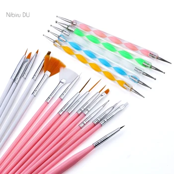 

20pcs/set Kolinsky Nail Brush For Manicure Gel nail art pen for painting nail polish art tools Ombre Brush For Gradient