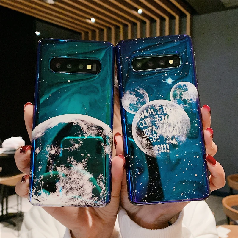 

Cartoon Phone Case for Samsung Note 10 Plus S7 Edge S8 S9 S10 Plus Note 8 9 10 Cover Cute MOUSE Ear Planet Moon Silicone Coque