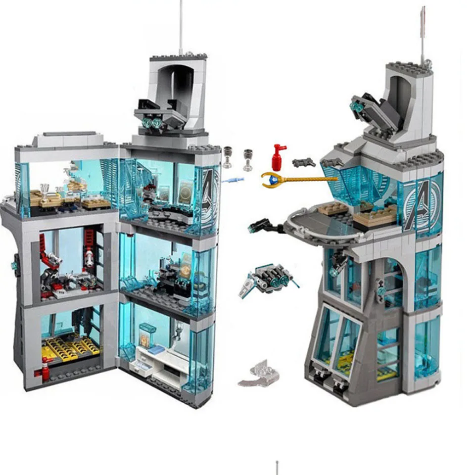 

511Pcs Star wars Marvel Super Hero Iron Man Attack On Avenger Tower Model Building Blocks Copmatible legoinglys toys