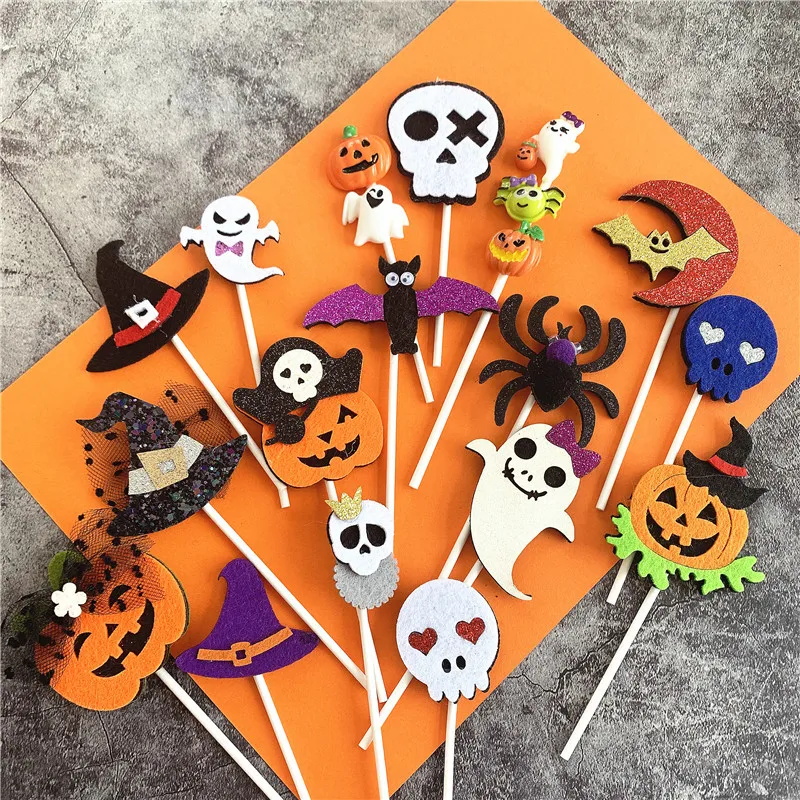 

Halloween Cake Inserts Card Funny Dress Up Ghost Haunted House Cupcake Pumpkin Spider Cake Insert Plugin Halloween Props Decor