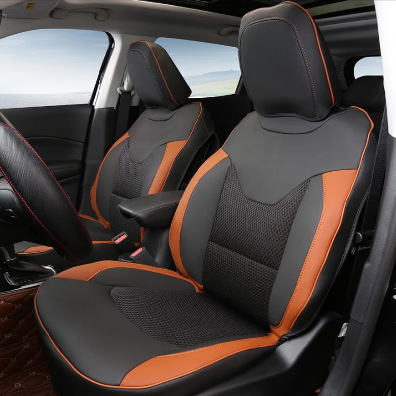 Чехлы для автомобильных сидений, набор кожаных чехлов для Jeep Compass MP/552-Н. В., автомобильные Чехлы, стильные Защитные подушки для сидений, внутренние аксессуары