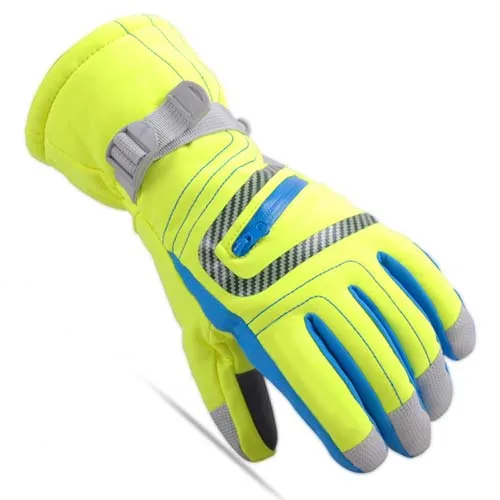 Fluorescent Green Зимние теплые перчатки для сноубординга, лыжные перчатки для мужчин, женщин, детей, зимние варежки, водонепроницаемые дышащие перчатки для катания на лыжах, S/M/L/XL - Цвет: Fluorescent Green