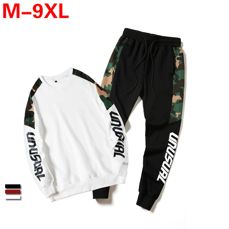 Men Pants Sweatshirts Sportwear Tracksuit-Set Man Jacket 2piece-Sets Fashion 8XL 9XL