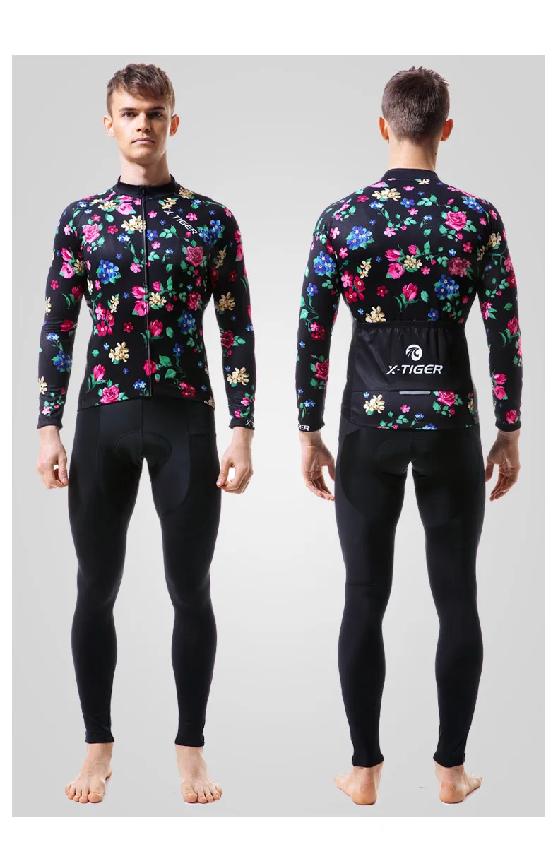 X-Tiger, весенний комплект с длинным рукавом для велоспорта, Ropa Ciclismo, дышащие майки для шоссейного велосипеда, одежда для горного велосипеда, мужские комплекты для велоспорта