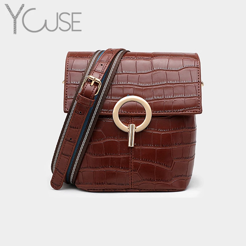 

YOUSE 2020 Cowhide Fashion Small Bucket Bag Female Large Capacity Woman Shoulder Bags & Handbags Stylish Flap Bag for Lady Retro