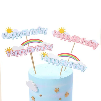 

1Pcs Baking Cake Decoration Three Layers Pink Blue Sun Birthday Plugin Party Birthday Decoration Set