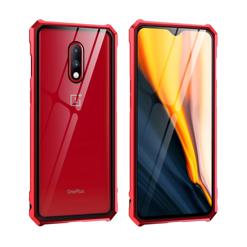 Броня металлический каркас чехол для Oneplus 7 Pro Чехол ударопрочный 9H закаленное стекло Жесткий Чехол для OnePlus 7 Pro 360 Полное стекло крышка Капа