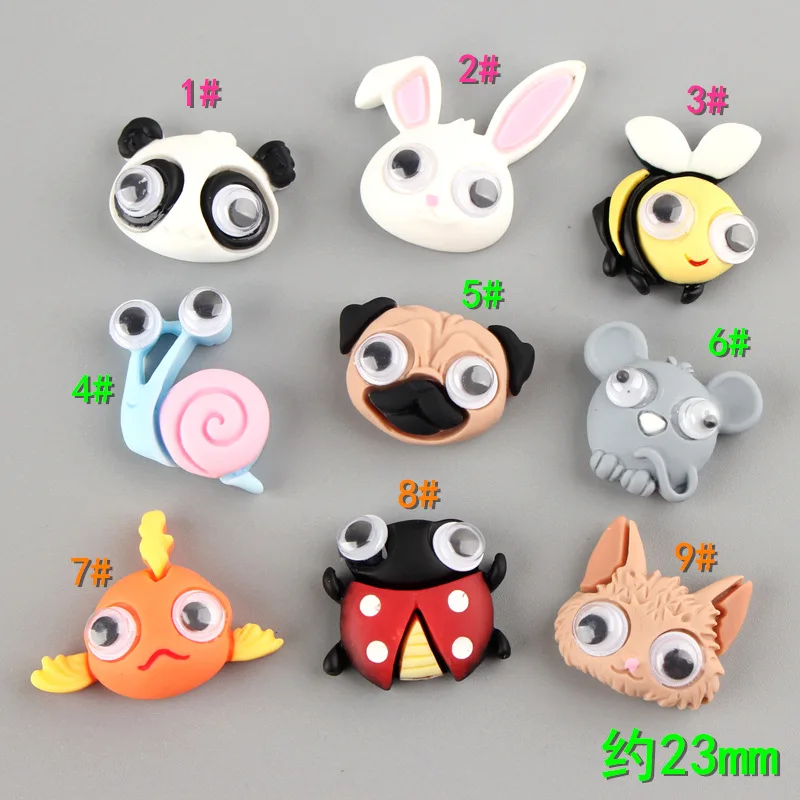 

10Pcs Cute Active Eye Cartoon Animal Resins Decoration Craft Flat back Resin Cabochon for Phone Deco Scrapbooking DIY