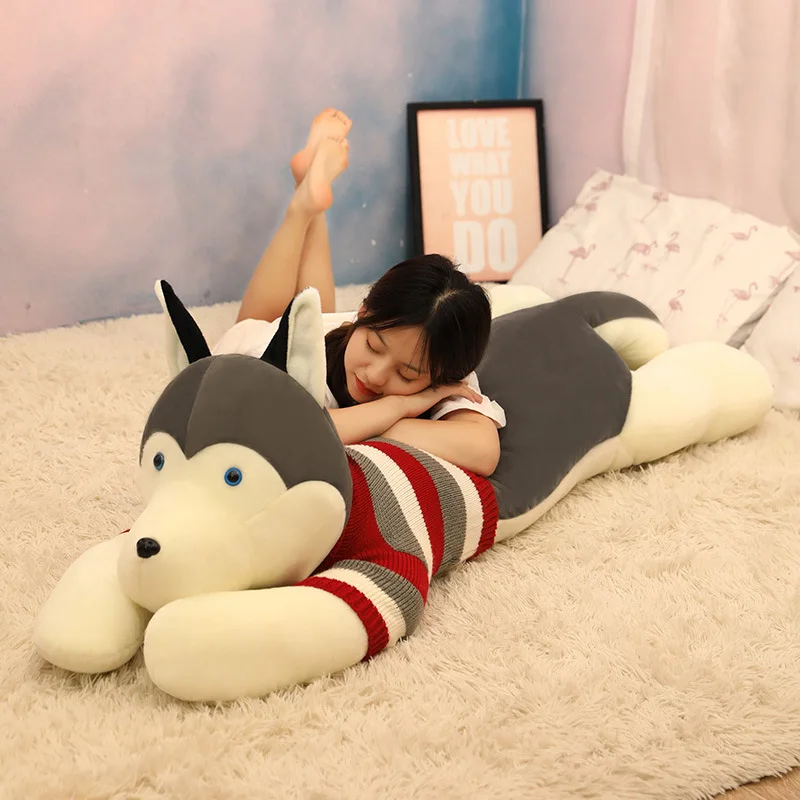 husky dog plush body pillow