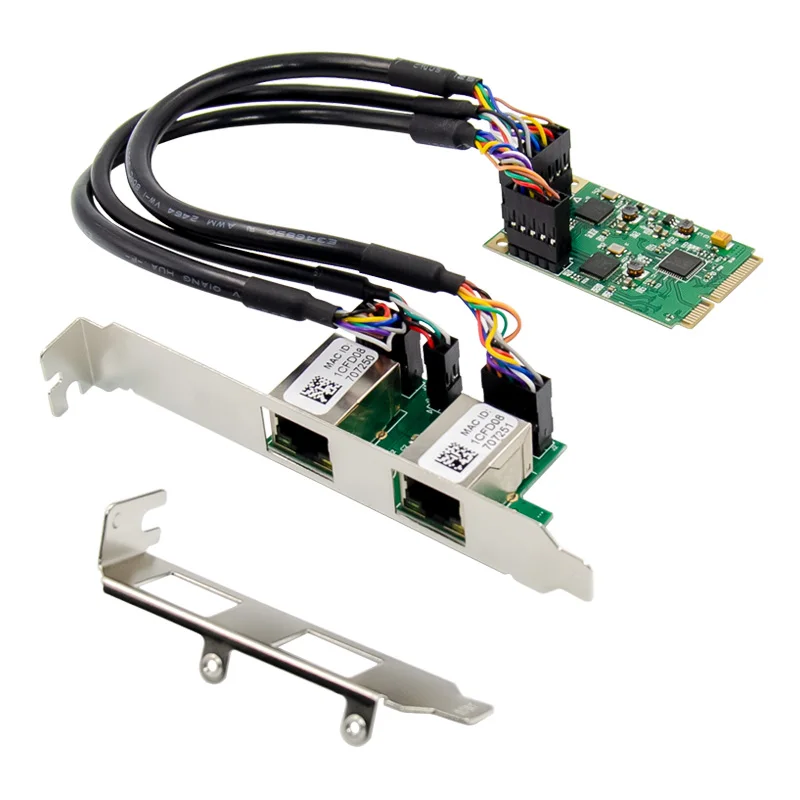 

Mini PCIe to Dual RJ45 10/100/1000Mbps Gigabit Ethernet Card Chipset Nic RTL8111F Plug and Play