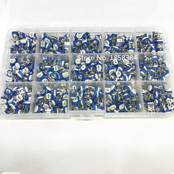 

15 Values*Each 25pcs=375pcs/lot;RM065 Carbon Film Horizontal Trimpot potentiometer Assortment Kit ,Variable Resistor