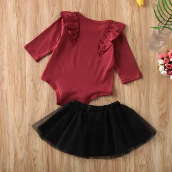 

Emmababy Newborn Baby Girls Long Sleeve Jumpsuit Bodysuit Bowknot Tutu Tulle Skirt Clothes Outfits Spring Autumn
