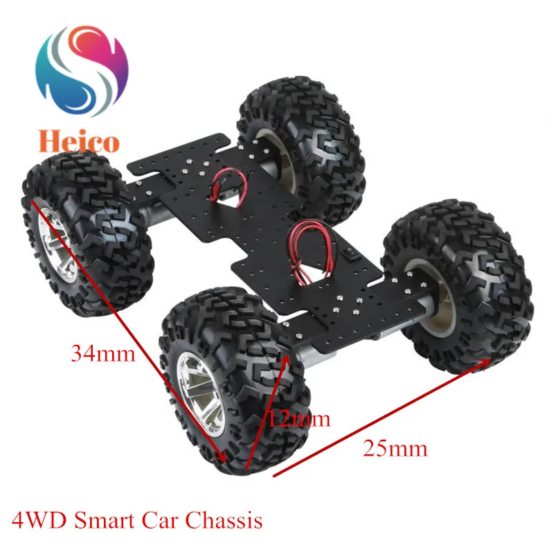  4WD RC Smart Car Chassis Off-road Large Frame With 130mm Diameter Rubber Wheel for DIY Robot Model  - 4000378523403