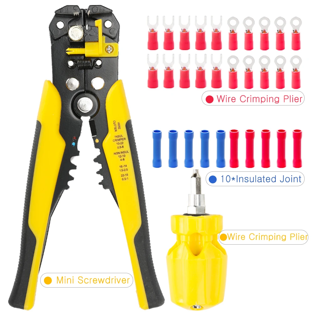 

Stripping tool with terminals Kit Multifunctional Cable Wire Stripper Wire Cutter Crimping Pliers Stripping Tool Crimping Tool