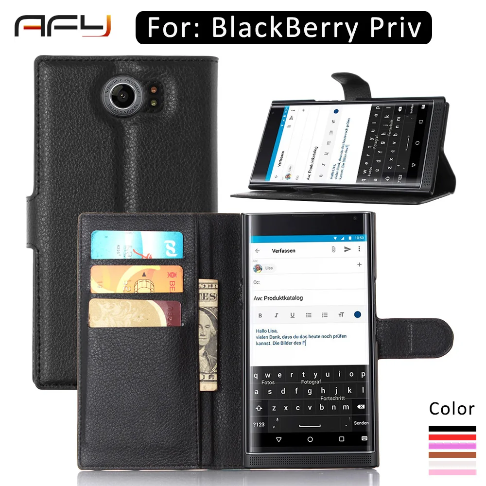 AFY откидная крышка бумажник PU чехол для blackberry priv кожаный складной держатель карт