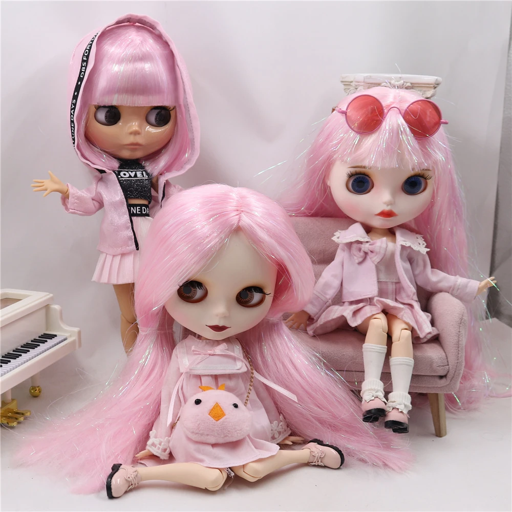 Icy Dbs Blyth Doll 1 6 30cm Bjd Pink Hair Carries Shiny Lines Nude Joint Body With Big Breast Girl Toy Gift Blm Dolls Aliexpress