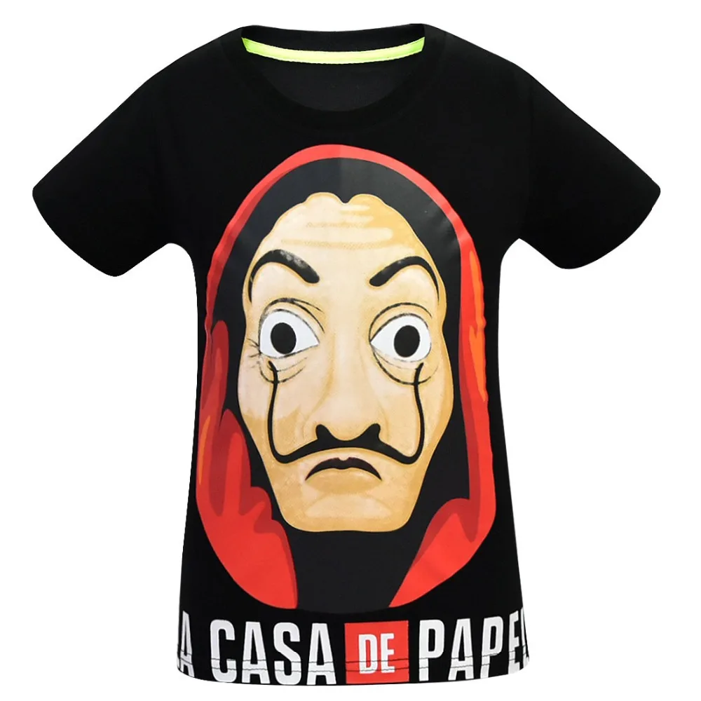 La Casa De Papel/детская футболка Летняя футболка для маленьких мальчиков и девочек, топы с рисунком денег, Детская футболка одежда из бумаги «House of paper» Enfant Happy