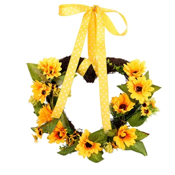 

Creative Ribbon Sunflower Wreath Door Hanging Holiday Home Shopping Mall Window Pendant Hanging Garland
