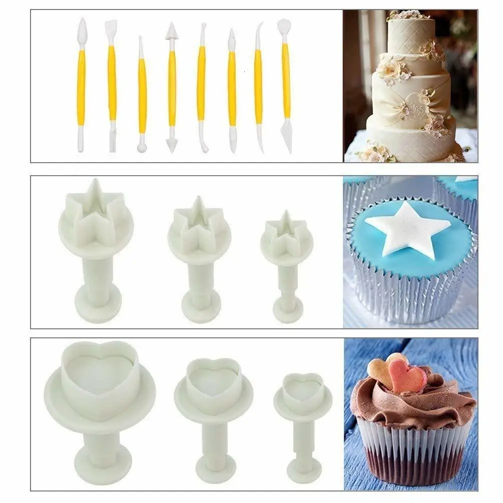 Инструменты для торта 14 комплектов(46 шт.) помадка для украшения торта Sugarcraft Плунжерные инструменты для торта Формы для печенья полный набор форм для белого цвета