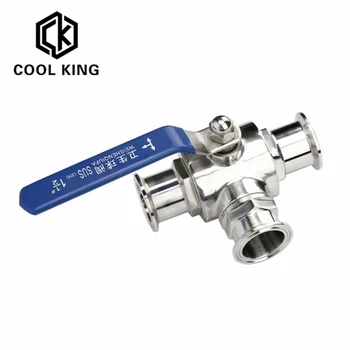

Pipe OD 38mm 1-1/2” SS304 Stainless Steel Sanitary 3 Way Ball Valve T Port Ferrule Type Fit 1.5" 50.5mm Tri Clamp