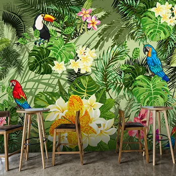 

Photo Wallpaper 3D Tropical Leaf Murals Living Room Restaurant Cafe Background Wall Papers Retro Creative Home Decor Wallpapers