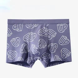 Men's pure cotton printed boxer pants, medium waist breathable boys' boxer pants, modal simple letter underpants
