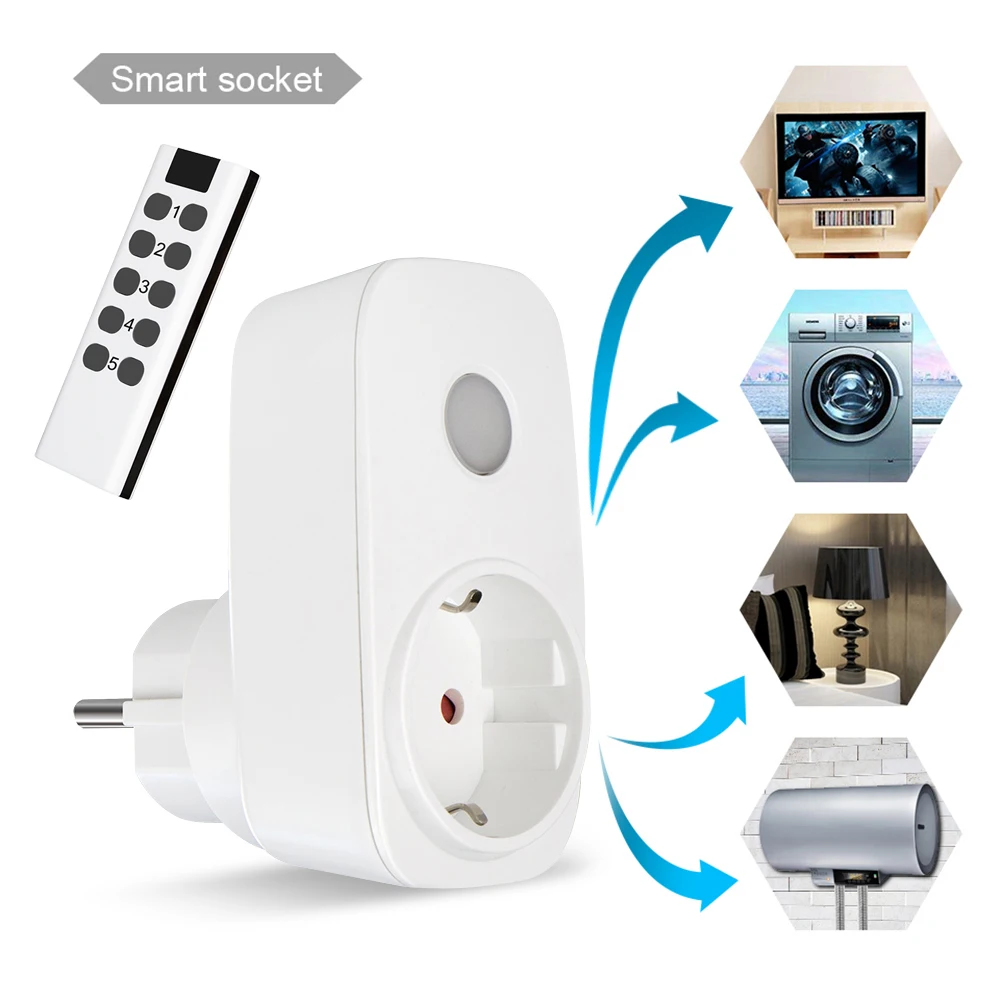 MSLE Universal Smart Home Socket Wireless 433Mhz RF Remote Control Outlet Compatible Broadlink RM4 Pro For Smart Home Automation