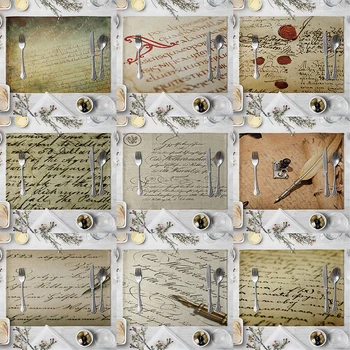 

Vintage Musical Notation Placemats Fashion Linen Placemat Heat Insulation Mat Dining Table Mat Kids Fabric Napkins