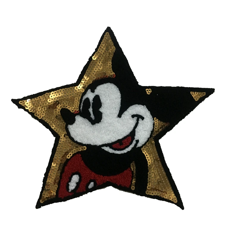 Gold Mickey 2 шт./лот пять звезд Микки Минни блестками пришить заплатка для одежды DIY Швейные аксессуары мультфильм мышь блёстки патч - Цвет: Gold Mickey