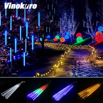

Waterproof 30cm Meteor Shower EU Plug 8 Tubes LED String Lights Christmas Lamp Holiday Wedding Party Decoration Xmas Lighting
