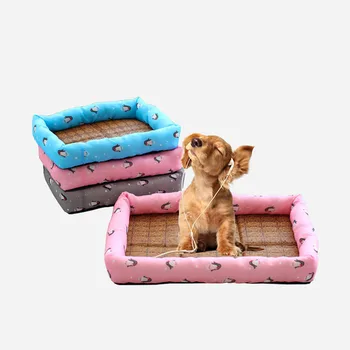 

2pcs/lot Pet Soft Pet Bed Cool Mat Pad Summer Cooling For Kennels Crates And Beds Straw Bamboo Cozy Dog and Cat Cushion Bed