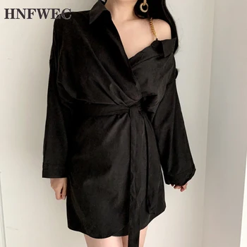 

Korean Style Women Dress Solid Color Cotton Fashion Ladies Dress Irregular Spring New 2020 Long Sleeve Women Clothing V864