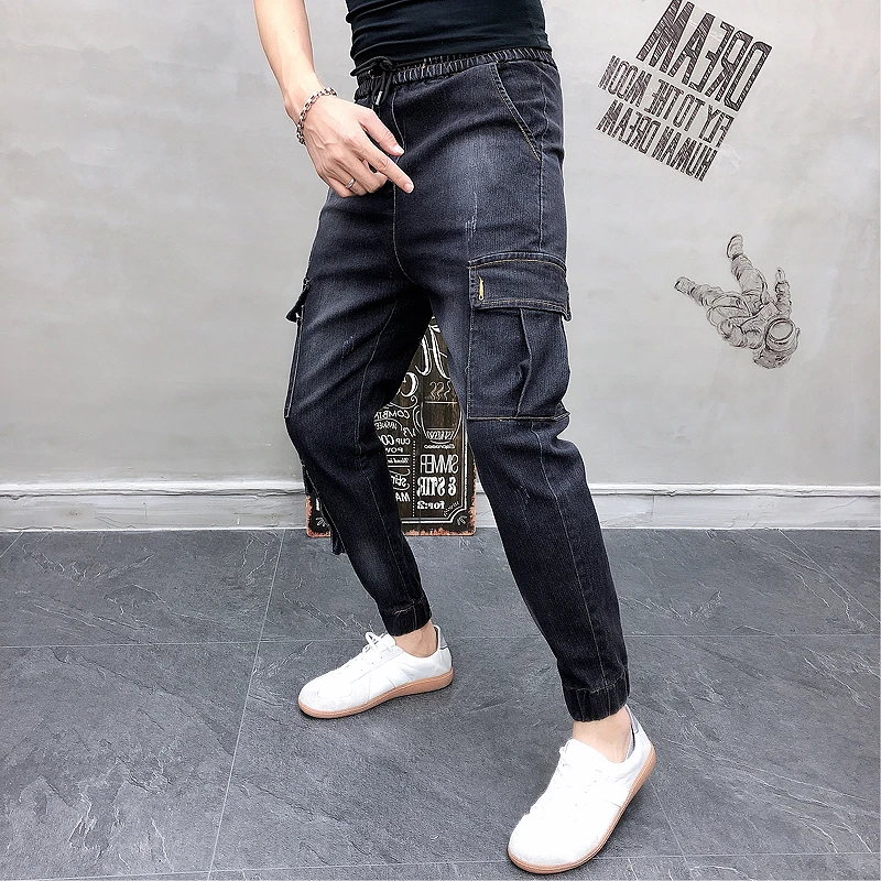 Осень зима новые Джоггеры мужские джинсы корейский Slim Fit повседневные брюки
