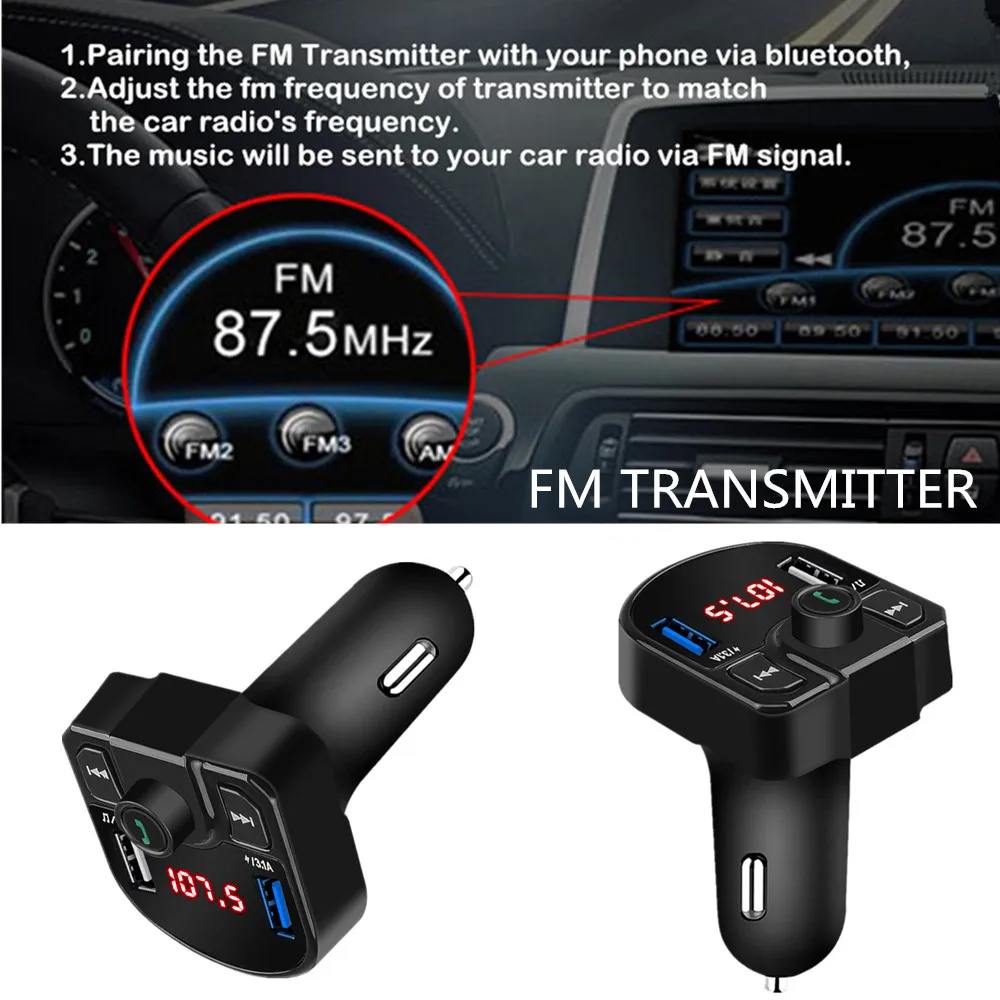 Автомобильный цифровой fm-передатчик громкой связи Bluetooth беспроводной Автомобильный MP3-плеер телефон USB зарядное устройство 2.1A автомобильное зарядное устройство адаптер TF U диск